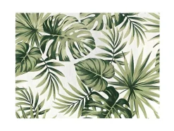 Tapete De Interior Ou Exterior Etnico Motivos Folhas De 200 X 290 Cm Cor Verde - Palmo
