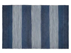 Tapete Em Juta Tecida A Mão De 160 X 230 Cm Cor Azul-Marinho E Branco - Kochi