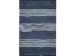Tapete Em Juta Tecida A Mão De 160 X 230 Cm Cor Azul-Marinho E Branco - Kochi