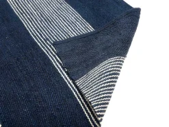 Tapete Em Juta Tecida A Mão De 200 X 290 Cm Cor Azul-Marinho E Branco - Kochi