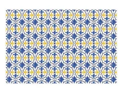 Tapete Em Vinil Efeito Azulejo 120X180 Cm Azul E Amarelo - Florili