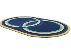 Tapete Oval Em La Tufada A Mão De 150 X 230 Cm Cor Azul-Marinho - Komiza