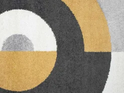 Tapete Redondo Estilo Design Motivos Geometricos De D. 160 Cm Cor Cinza E Ocre - Alborg
