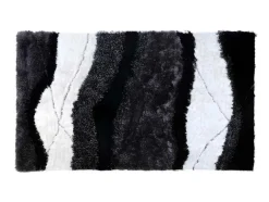 Tapete Shaggy Ecume - Poliester Tufado A Mão - Preto E Branco - 160*230 Cm