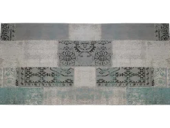Tapete Xadrez 100% Poliester 80X200 Cm Azul Cinza Turin