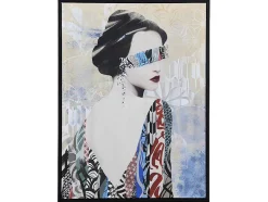 Tela Impressa Emoldurada De 60 X 80 Cm Com Moldura Em Madeira Multicolor - Lady