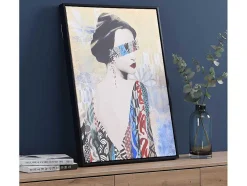 Tela Impressa Emoldurada De 60 X 80 Cm Com Moldura Em Madeira Multicolor - Lady