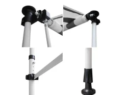 Toldo De Varanda Chene 3 1,2M - Tecido Riscado Branco/Cinzento E Moldura Branca