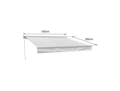 Toldo Saule 3,5 3M Com Semi-Canopy - Tecido Branco/Cinzento Riscado E Estrutura Branca