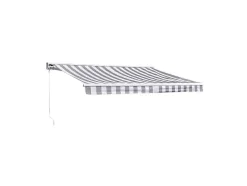 Toldo Saule 3,5 3M Com Semi-Canopy - Tecido Branco/Cinzento Riscado E Estrutura Branca