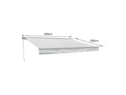 Toldo Saule 3,95 3M Com Semi-Canopy - Tecido Branco/Cinzento Riscado E Estrutura Branca