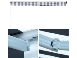 Toldo Saule 3,95 3M Com Semi-Canopy - Tecido Branco/Cinzento Riscado E Estrutura Branca