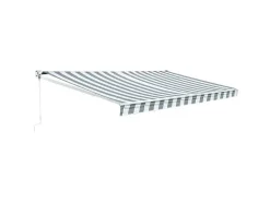 Toldo Saule 3,95 3M - Tecido Riscado Branco/Cinzento E Estrutura Branca