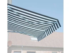 Toldo Saule 3,95 3M - Tecido Riscado Branco/Cinzento E Estrutura Branca