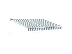 Toldo Saule 3,5 3M - Tecido Riscado Branco/Cinzento E Estrutura Branca