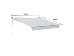 Toldo Saule 3,5 3M - Tecido Riscado Branco/Cinzento E Estrutura Branca