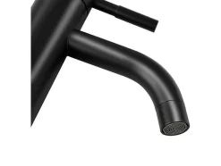 Torneira Misturadora Mecanica Arredondada Em Inox Escovado Preto Mate A17 Cm - Salavan