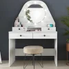 Toucador Gabriela - Espelho Com Leds E Arrumação - Branco E Rosa