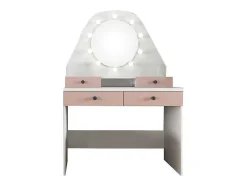 Toucador Gabriela - Espelho Com Leds E Arrumação - Branco E Rosa