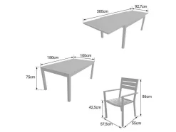 Venezia Conjunto De Moveis De Jardim De Aluminio Extensivel 180/300 - Branco