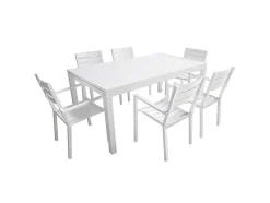 Venezia Conjunto De Moveis De Jardim De Aluminio Extensivel 180/300 - Branco