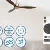Ventilador De Tecto Reversivel Termostato Regulavel Termostato Wifi Motor Dc Tectos Inclinados Controlo Remoto Luz De Tres Tons Memória Hipersilenciosa