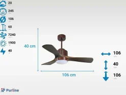 Ventilador De Tecto Reversivel Termostato Regulavel Termostato Wifi Motor Dc Tectos Inclinados Controlo Remoto Luz De Tres Tons Memória Hipersilenciosa