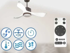 Ventilador De Tecto Reversivel Termostato Regulavel Termostato Regulavel Wifi Motor Dc Tectos Inclinados 2/3 Laminas Memória Hypersilence