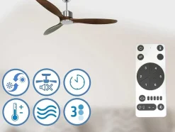 Ventilador De Tecto Reversivel Termostato Regulavel Termostato Wifi Motor Dc Tectos Inclinados Controlo Remoto Luz De Tres Tons Memória Hipersilenciosa