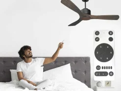Ventilador De Tecto Reversivel Termostato Regulavel Termostato Wifi Motor Dc Tectos Inclinados Controlo Remoto Luz De Tres Tons Memória Hipersilenciosa