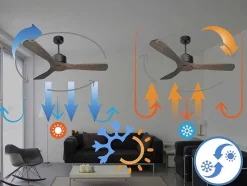 Ventilador De Tecto Reversivel Termostato Regulavel Termostato Wifi Motor Dc Tectos Inclinados Controlo Remoto Luz De Tres Tons Memória Hipersilenciosa