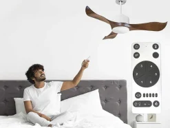 Ventilador De Tecto Reversivel Termostato Reversivel Regulavel Wifi Motor Dc Laminas De Tecto Inclinadas Memória Hypersilence