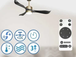 Ventilador De Tecto Reversivel Termostato Regulavel Termostato Wifi Motor Dc Tectos Inclinados Controlo Remoto Adaptador De Luz De Tres Tons 2/3 Laminas Memória Hipersilenciosa