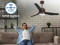 Ventilador De Tecto Reversivel Termostato Regulavel Termostato Wifi Motor Dc Tectos Inclinados Controlo Remoto Adaptador De Luz De Tres Tons 2/3 Laminas Memória Hipersilenciosa