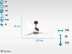 Ventilador De Tecto Reversivel Termostato Regulavel Termostato Wifi Motor Dc Tectos Inclinados Controlo Remoto Luz De Tres Tons Memória Hipersilenciosa