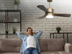 Ventilador De Tecto Reversivel Termostato Regulavel Termostato Wifi Motor Dc Tectos Inclinados Controlo Remoto Luz De Tres Tons Memória Hipersilenciosa