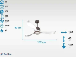Ventilador De Tecto Wifi Motor Dc Controlo Remoto Adaptador De Luz De Tres Tons 2/3 Laminas Hypersilence Memória