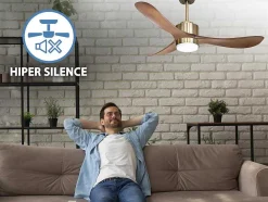 Ventilador De Tecto Wifi Motor Dc Controlo Remoto Luz De Tres Tons Hipersilencio Memória