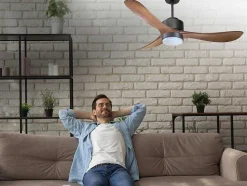 Ventilador De Tecto Wifi Motor Dc Controlo Remoto Luz De Tres Tons Hipersilencio Memória
