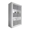 Vitrina Com Leds E 4 Portas Disponivel Em Branco Lacado E Cimento - Comete