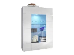 Vitrina Com Leds E 2 Portas Em Vidro Lacada A Branco - Calisto